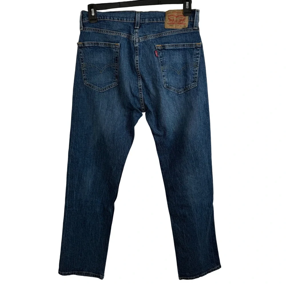 Levi Strauss 505 Mens 33x30 Blue Denim‎ Jeans Regular Fit Straight Leg